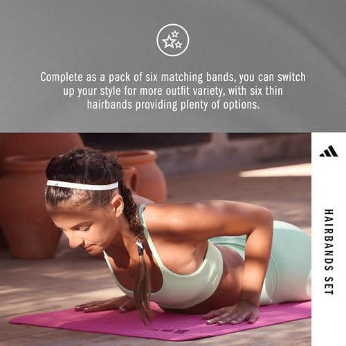 Image of adidas Thin Headbands - 6 Pack Hair Accessories - Neutral Multi