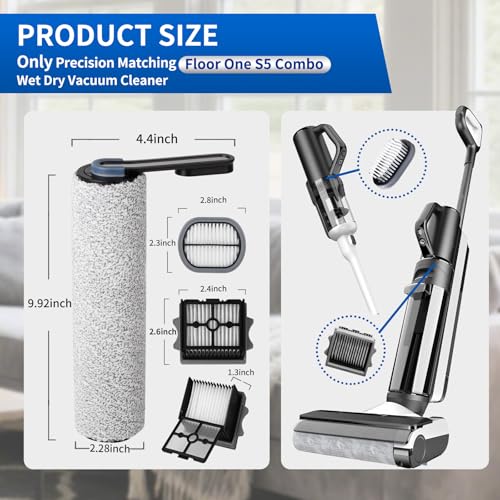 Image of keluke Only S5Combo - Replacement Roller Brush and Filters Compatible with Tineco Floor One S5Combo Wet Dry Cordless Vacuum Cleaner(Not for Others S5 Series Models) 2 Brushes Roller,4 Filters