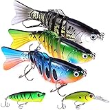 Gimland Fishing Lures for Bass 3.9 inch 7 Segment Multi Jointed Swimbaits Bass Slow Sinking Hard Lure Fishing Tackle Kits Lifelike 5pcs