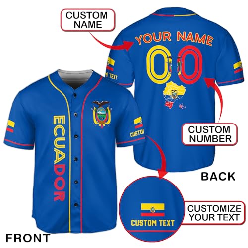 Jersey de Béisbol personalizado Ecuador para hombres miniatura 3