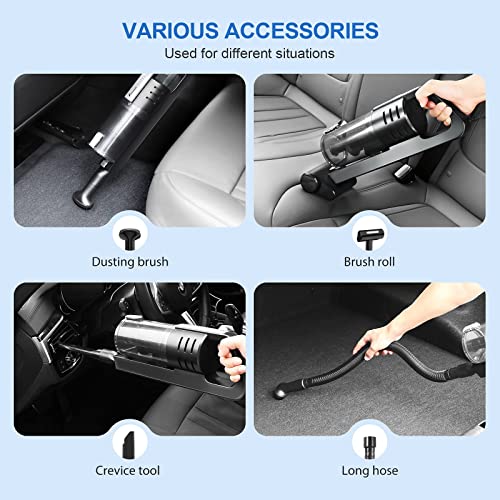 Handheld Car Vacuum Cleaner Portable - Foxnovo 6000PA High Power Strong Suction Car Vacuum - Wet and Dry Auto Car Vac with LED Motorized Brush Lightweight