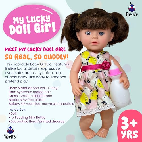 Image of Dolls for Girls with Cute Floral Dress and Movable Hand & Legs | Birthday Gift for Girls Pretend and Play Set (C15)| Doll with Accessories Toys for Kids 3+ Years