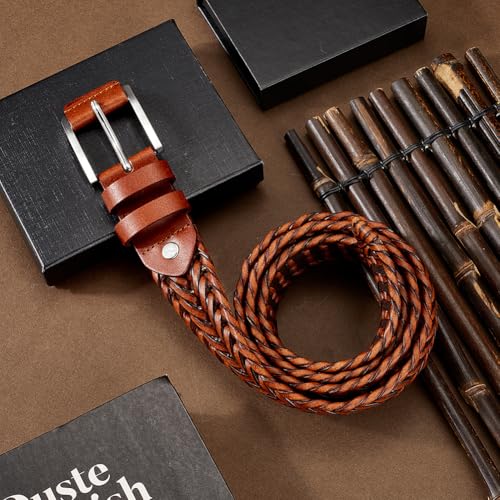 GORGECRAFT Cinto masculino de couro trançado casual de 111 cm cinto masculino de couro sintético tra