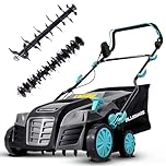 Bluemars 2000W Lawn Scarifier and Aerator, 40CM Working Width Electric Lawn Rake,5 Positions,55L Grass Box, Folding Handle,10M Power Cord