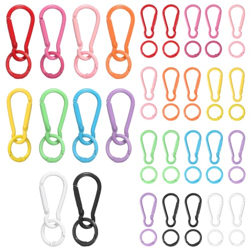 PATIKIL 30 Pcs Metal Keychain Clips Set, Small Keychain with O Ring Key Chain Hook for Rock Climbing Hiking Camping Travel Indoor Outdoor Activities, 10 Colors