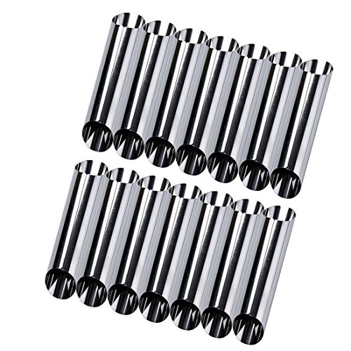 HANSHA Set of 14 Stainless Steel Tubes Cannoli Pastry Forms Molds - 5 inch