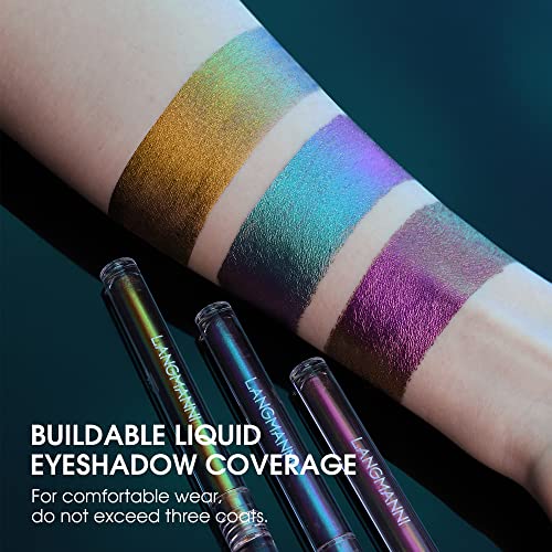 Delisoul Multichrome Liquid Eyeshadow,Glitter Chameleon Liquid Eyeshadow Eyeliner Makeup,Metallic Intense Color Shifting Eye Shadow,Highly Pigmented Waterproof Long-Lasting Lid Eye Make Up,#02 #TOP1
