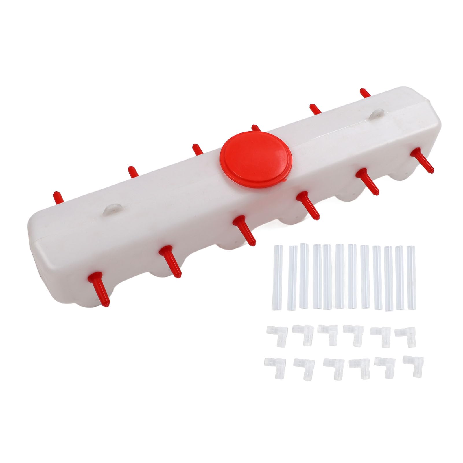 Qcwwy Alimentador de Leche para Cachorros de Lechón de Cordero, Cubo Rojo para Ganado, Capacidad de 9L, Alimentador de Pezones de Animales para Granja