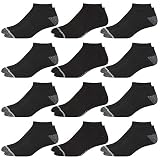 Nautica Mens Moisture Control 12PK Athletic Lowcut Socks Black/Gray Marled Heel Toe Shoe Size: 6-12.