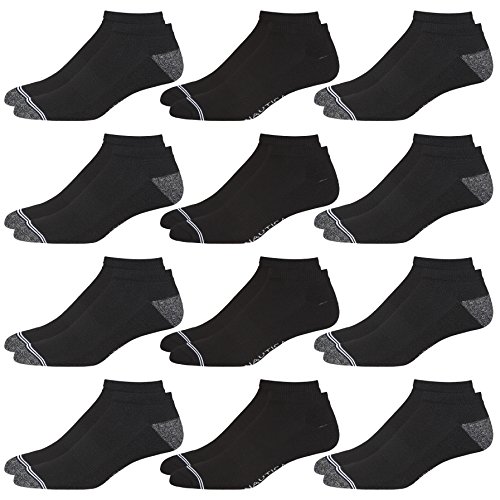 Nautica Mens Moisture Control 12Pk Athletic Lowcut Socks Black/Gray Marled Heel Toe Shoe Size: 6-12.5 #TOP13