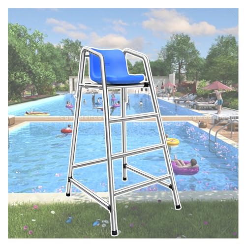 Sillas salvavidas, silla ajustable de acero inoxidable para parque acuático y piscina, taburete de seguridad estable para uso en interiores y exteriores (alturas: 120/150/180 cm)