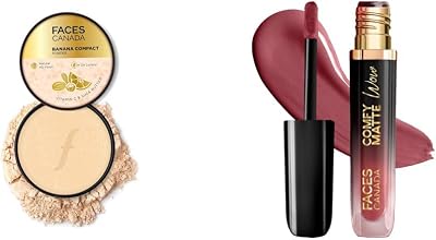 Banana Compact Powder For All Skin Types 9G & Comfy Matte Wow Liquid Lipstick Mauve Majesty 02 3.8ml