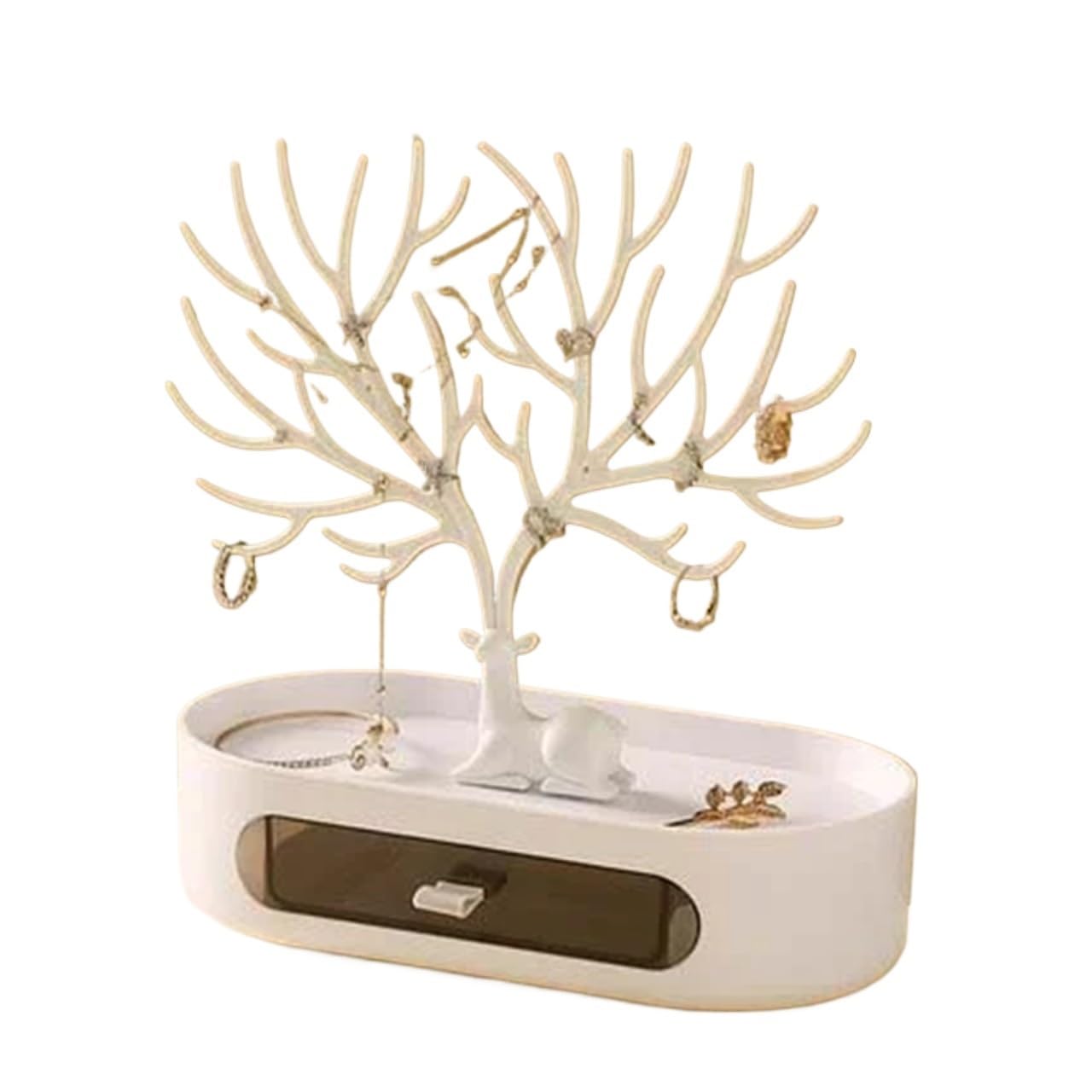 Zymjzbetic Jewellery Tree Jewelry Rack Necklaces Rings Display Bracelet Deer Organizer Cases Stand Tray Tree For Women(Color 7)