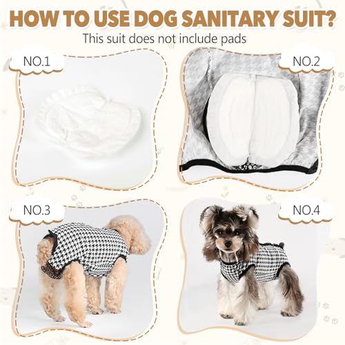 Image of Dog Diapers Suit Period Onesie for Female Dog Sanitary Panties Male Doggy Heat Diapers Cover Fit for Small Medium Dogs Black Plaid /XS