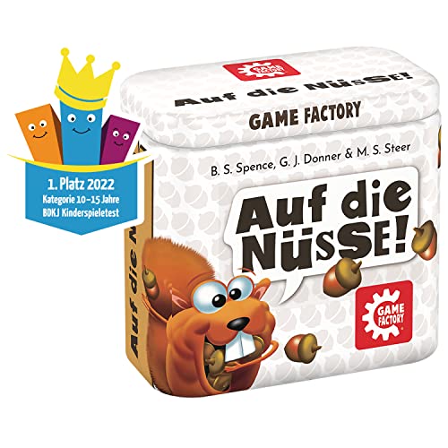 Game Factory 646273 Auf die Nüsse, das knackige Würfelspiel, Mini-Spiel in handlicher Metalldose, Reisespiel, für… – Bild 6