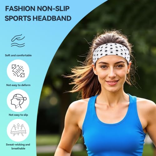 Image of 14 Pack Polka Dot Headbands for Women, Fashion Soft Elastic Cloth Hairbands