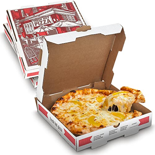 MT Products White-Red Cardboard Pizza Boxes 10