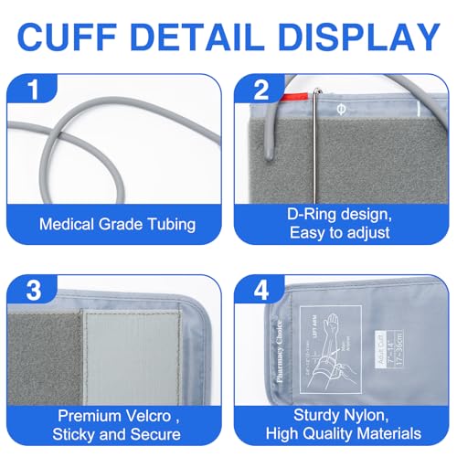 Image of Medium Blood Pressure Cuff, Adult Cuff, Compatible with Most Monitors, ARM Blood Pressure Replacement Cuff with 8 Connectors 7 inch-14 inch(17-36cm )