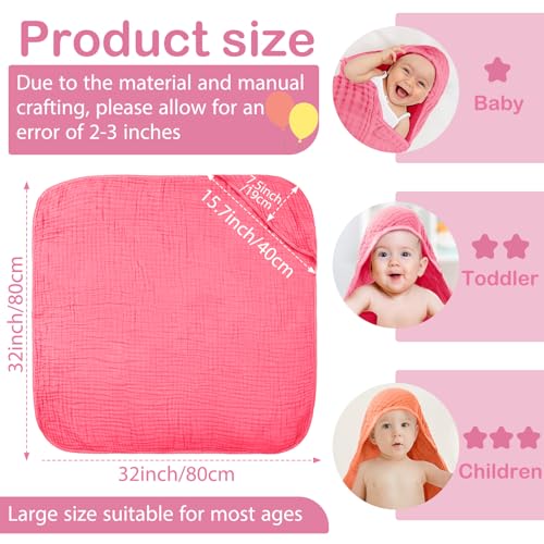 Image of Peryiter 4 Pcs Muslin Hooded Baby Towels, 32 inchx 32 inch Cotton Newborn Bath Towel Muslin Infant Baby Blankets Absorbent Unisex Newborn Registry Gift Essentials for Girls Boys (Warm Colors)