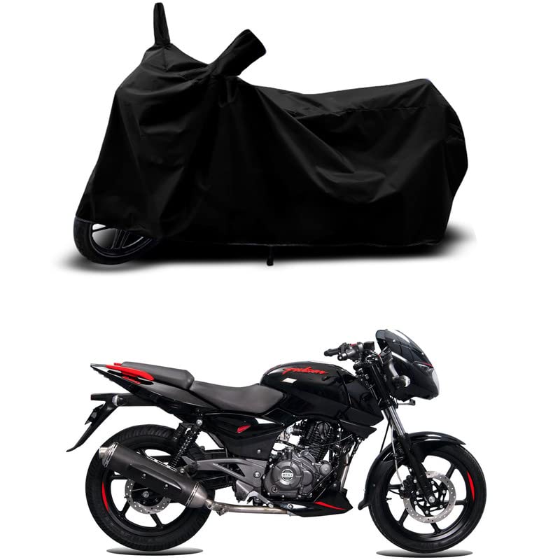 Image of 100% Scratchproof /UV-Rays /Heat Protection /Birds Dropping /Water Resistant /Dust Proof /Waterproof /Bike Scooty Two Wheeler Body Cover Compatible for Pulsar 150 Twin Disc BS6 All Varient[Black]
