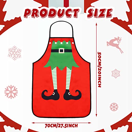 Vabean 4 Pcs Christmas Chef Apron Adjustable Cooking Apron Santa Claus Elf Snowman Snowflake Aprons For Christmas Party Men Women Kitchen Restaurant House Home Gardening Cleaning #TOP1