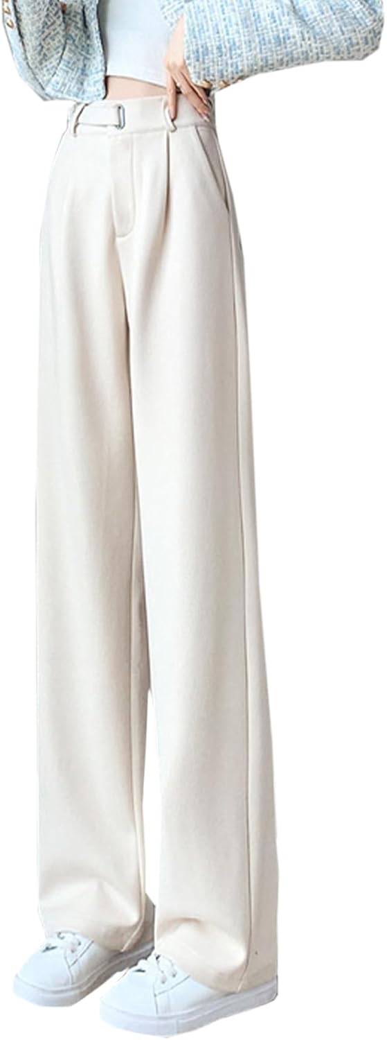 Betusline Womens Winter Wide Leg Dress Pants Work Thermal Warm Trousers, X-Small-XX-Large - Image 3