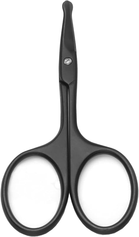Tesoura Motanar para pelos do nariz e orelhas, aço inoxidável, ponta arredondada, 8,64 cm