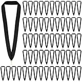 Hanaive Black Award Ribbon Lanyards Medal Ribbons Flat Neck Straps for Medals with Clips for Competitions Sports Meeting Party(60 Pack)