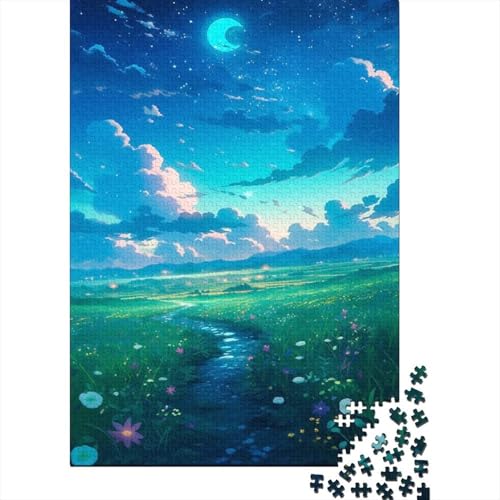 Puzzle de 1000 piezas de papel con diseño de cielo nocturno pradera y tamaño 70x50cm
