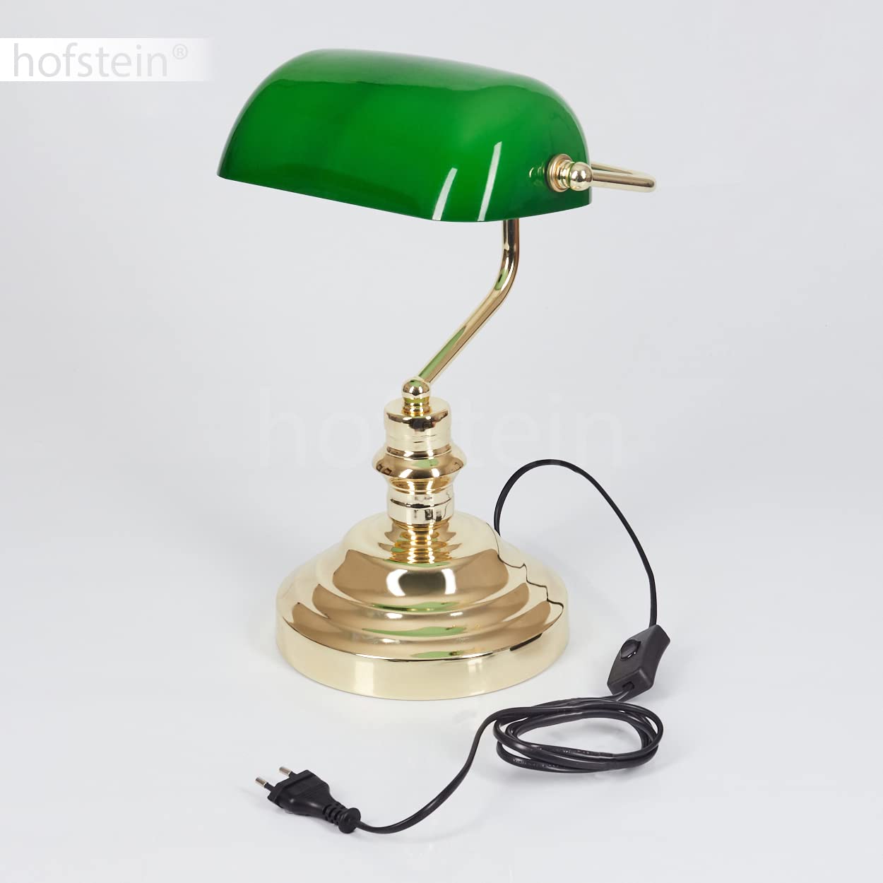 Lampada classica da banco, lampada da tavolo retrò in metallo in ottone lucido, paralume in vetro verde, attacco E27, lampada da tavolo per ufficio e scrivania, senza lampadina/e