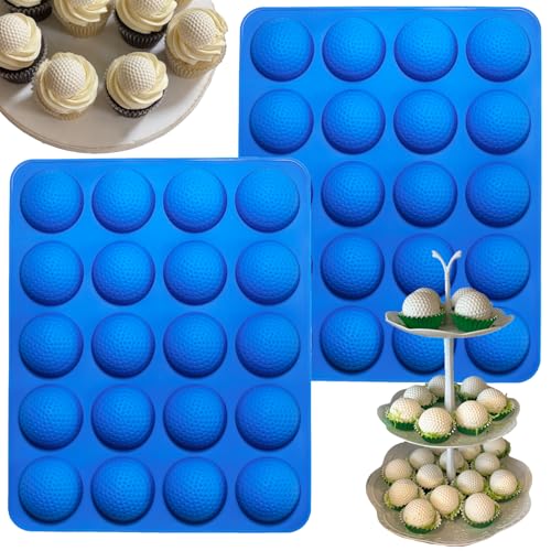 Silicone Golf Ball Cake Pop Mold - 40-Cavity Golf Ball Chocolate Molds for Cake Decorations Hot Chocolate Bomb Jelly Pudding Gelatin Molds