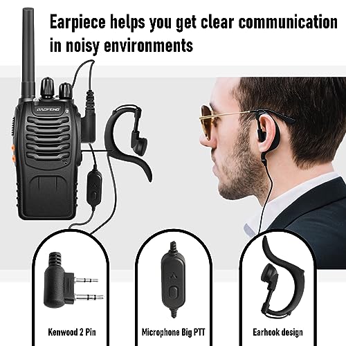 BAOFENG Radio Walkie Talkies Long Range for Adults with 12PCS Rechargeable Batteries & Earpieces with Mic, VOX, Portable FRS Two Way Radios for Business Camping Family Kids, Black BF-88A 6Pack by BAOFENG - Used condition - Image 5
