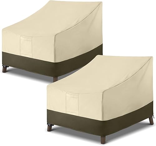 Miniatura 1 de SunPatio Paquete de 2 fundas para sillas de patio al aire libre, duraderas y impermeables, para sillas de descanso profundas, resistentes a los