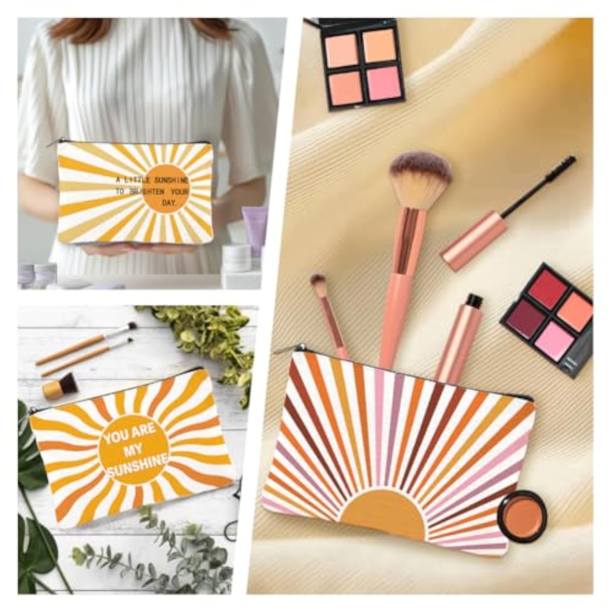 4Pcs Sunshine Canvas Makeup Bags, Cosmetic Pouches