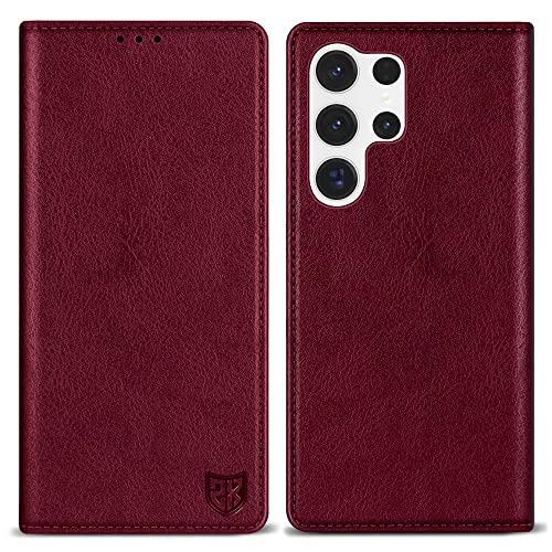 Image of ZZXX for Galaxy S23 Ultra Wallet Case Strong Magnetic 6.8 inch,Wine Red