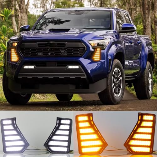 For Toyota Tacoma 2024 2025 Car LED DRL Daytime Running Light Amber Turn Signal Fog Lamps Decoration 2pcs
