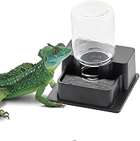 DQITJ Automatic Reptile Water Dispenser for Geckos & Lizards - Small Terrarium Bowl Feeder, Anti-Drown Design, Black (1 Pack)