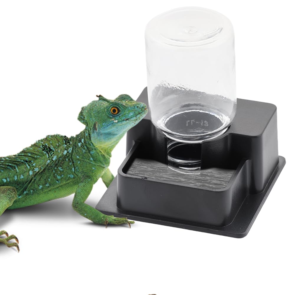 Photo 1 of 1 Pack Small Reptile Water Bowl Automatic Water Dispenser for Reptile Gecko Lizard Terrarium Bowl Feeder (Black)
