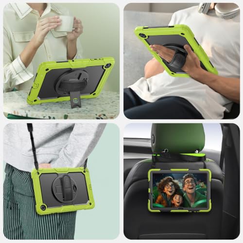 Coque Galaxy Tab A11 Plus incassable avec protège écran et béquille verte