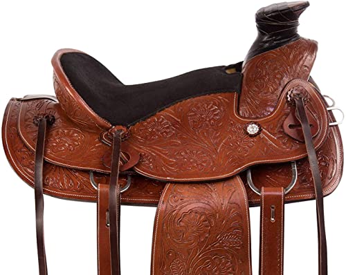 Equitack Wade Tree A Fork Premium Western Leather Roping Ranch Work Horse Saddle Tack, Headstall, Breastplate & Reins (Leather, 17.5 Inches Seat) #TOP6