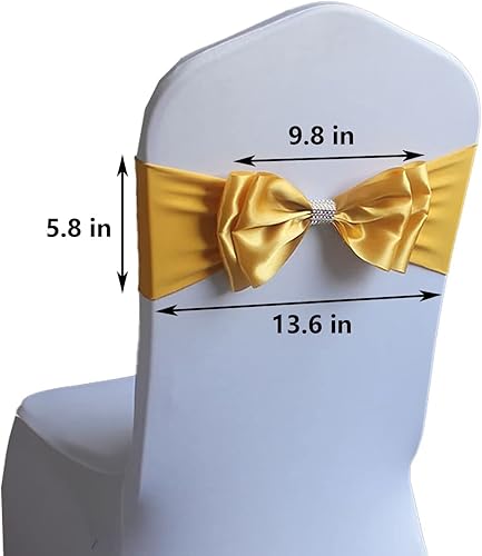 Miniatura 3 de Paquete de 10 bandas elásticas de elastano para sillas con doble lazo para decoración romántica, boda, cumpleaños, hotel, eventos, banquetes, sillas