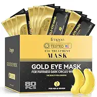 80 PCS 24K Gold Collagen Under Eye Patches & Smile Line Patches,Sodium Hyaluronate & Cica Eye Masks for Plump,Smooth-Looking Under Eyes and Smile Lines,Ideal for Late Nights and Screen Time