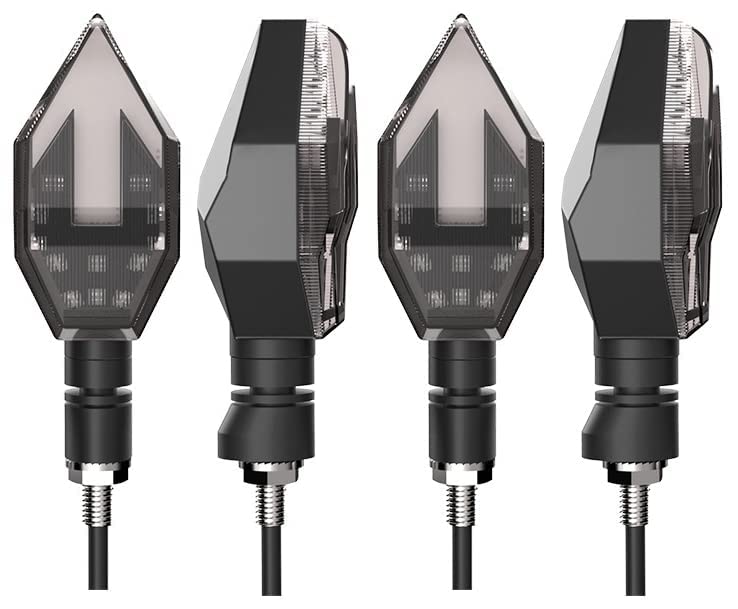 FLIGHT AUTO PART U Shape Style Bright Blinker LED Indicators Universal For All Bikes, Motorcycles Turn Signal Lights (Pack of 4, Amber With Blue)