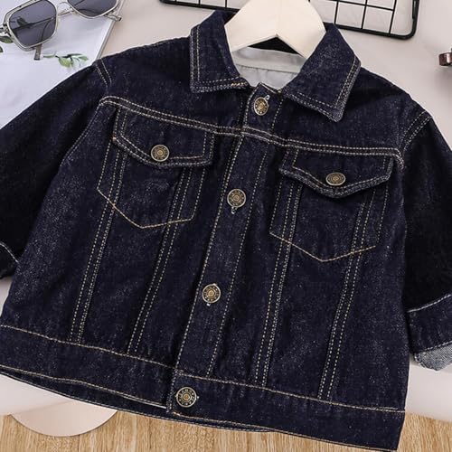 Boys Casual Denim Jacket Loose Mock Neck Jeans Coat Classic Button Closed Jacket Denim Clothing2