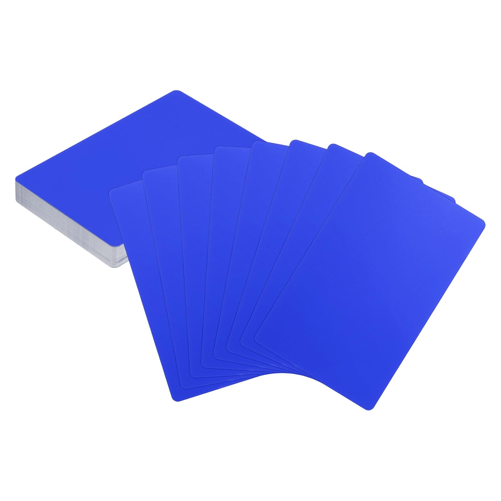 sourcing map 50pcs Metal Business Cards Blanks 3.4" x 2.1" x 0.01" Aluminum Laser Engraving Blank Name Custom Card CNC Engraving Sheets for House Office DIY Gift Plate Invitations, Dark Blue โ image 1