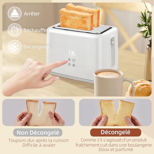 HOMCOM Ensemble bouilloire et grille-pain 2200 W, bouilloire en inox 1,5 L avec isolation et grille-pain 2 tranches, 7 niveaux de brunissage, décongélation, réchauffage et plateau à miettes, crème – Image 5
