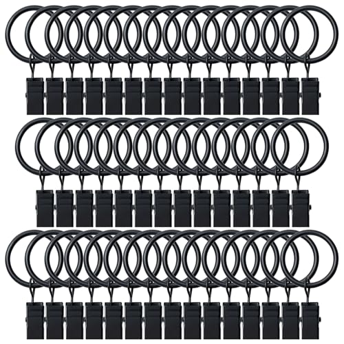 Image of BOOMIBOO 44 Pack Curtain Rings with Clips, Drapery Clips with Rings, Hangers Drapes Rings, Drapery Rings 1 inch, Fits up to 5/8 inch Diameter Curtain Rod, for Hanging Drapes Bows Hat and So On