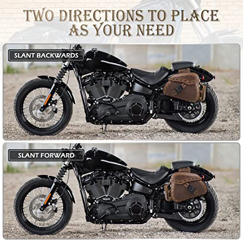 Nicecnc Motorcycle Saddle Bags, Pu Leather Motorcycle Saddlebags, Reinforced Straps & Saddle Piece, With Cup Holder & Lock, Throw Over Saddle Bags Side Bags Universal Motorcycle Accessories, Brown #TOP7