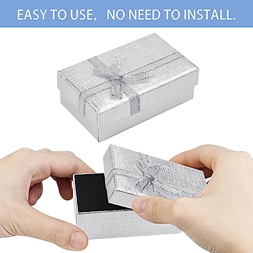 KBNIAN 24 Stück Kraft Pappschachteln mit Schleife Geschenkbox Kraftpapier Schmuckschatulle mit Deckel für Halskette Ring Geschenke Display-8x5x2.8cm