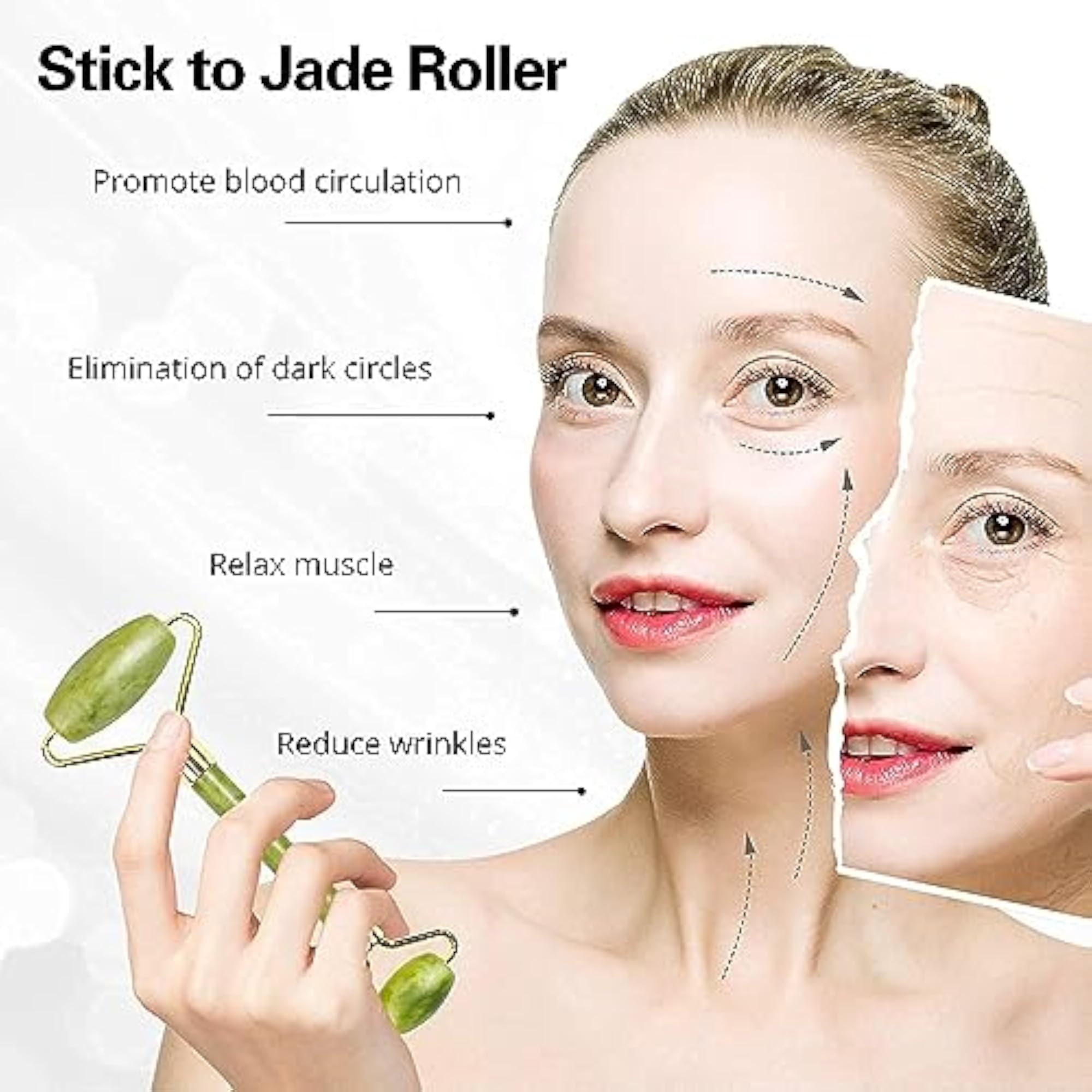 Jade Roller & Gua Sha Set with Hair Scalp Massager